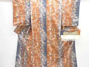 花にのり散らし模様本真綿結城紬着物